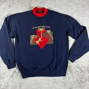 Vintage 90s Holiday Sweatshirt Womens M Christmas Ugly Sweater Grandma Cottage